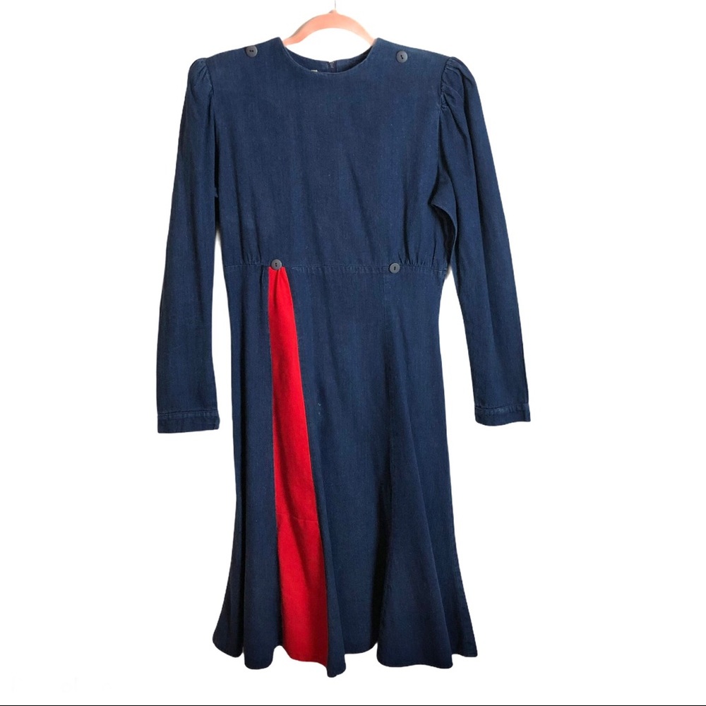 Gunne Sax vintage puff sleeve empire denim dress